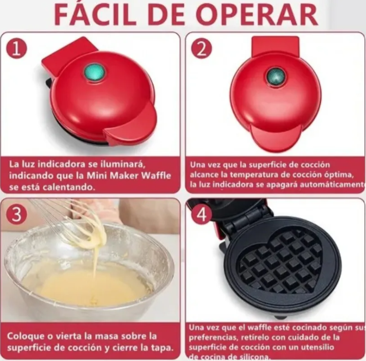 MINI WAFFLERA EN FORMA DE CORAZON